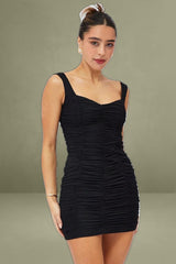 Black Bodycon Dress Sleeveless Ruched