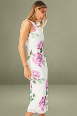 Multi-Flowered Sleeveless Bodycon Dress