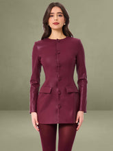 Baila Burgundy Vegan Leather Blazer Mini Dress