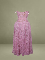 Lorena Pink Lace Drop Waist Midi Sundress