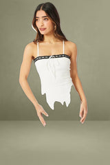 White Bodycon Dress Maxi Ribbon Trim