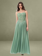 Ucille Sage Green Embroidered Chiffon Maxi Dress