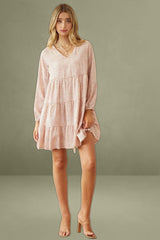 Print Long Sleeve Skater Dress