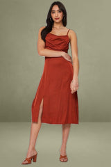 Brown Slip Dress Midi