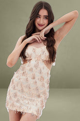 Pink Cutout Sequin Dress Tassels