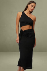 Black One-Shoulder Maxi Bodycon Dress