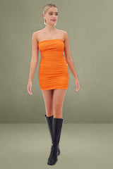 Orange Bodycon Mini Dress Side Keyhole