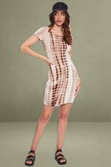 Print Tie Dye Overlocked Bodycon Dress