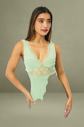 Green Sleeveless Mesh Bodycon Dress