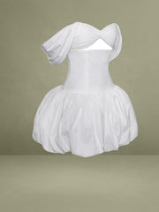 Umika White Bubble Hem Mini Dress