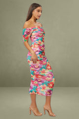 Floral Mesh Bodycon Dress