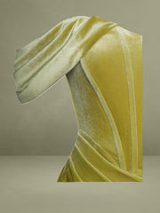 Omaria Gold Velvet Off Shoulder Corset Dress