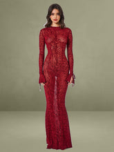 Waylynn Burnout Velvet Detail Mesh Backless Maxi Dress