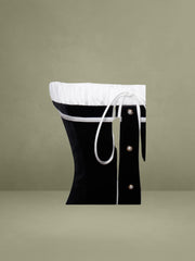 Black and White Velvet A Line Corset Mini Dress