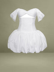 Umika White Bubble Hem Mini Dress