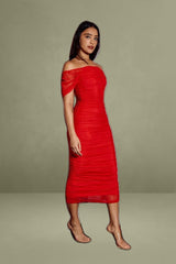 Red Mesh Bodycon Dress