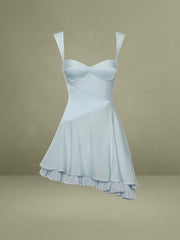 Yaffa Baby Blue Asymmetrical Mini Dress