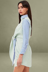 Stripe Shirt Dress Long Sleeve Mini