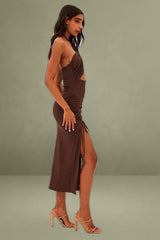 Brown Cut Out Bodycon Party Dress