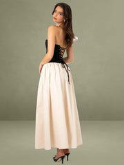 Sana Sweetheart Lace-up Back Drop Waist Maxi Dress