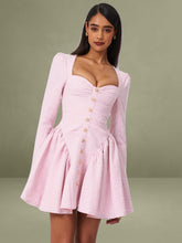 Tae Pink Tweed Long Sleeve Drop Waist Mini Dress