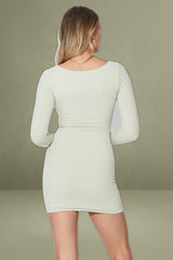Green Bodycon Dress Long Sleeve Mini