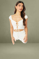 White Bodycon Dress Textured Midi