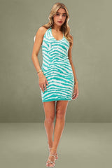 Multi Knit Dress Evening Halter Neck