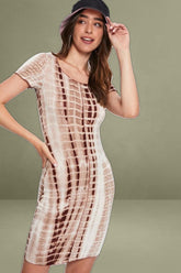 Print Tie Dye Overlocked Bodycon Dress