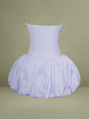 Oletta Blue Corset Strapless Bubble Hem Mini Dress