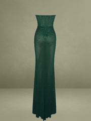 Fatima Green Crystal Sleeveless Corset Mermaid Maxi Dress