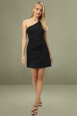 Black One Shoulder Dress Mini