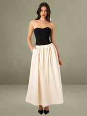 Sana Sweetheart Lace-up Back Drop Waist Maxi Dress