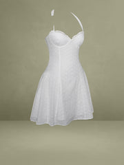 Johana White Eyelet Halter Mini Dress