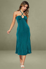 Green Midi Dress Keyhole