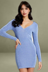 Blue Bodycon Dress Long Sleeve