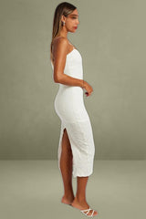 White Textured Bodycon Dress