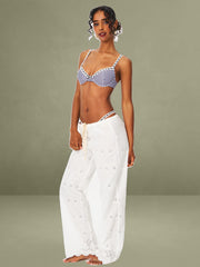 Genevia Gingham Lace Decoration Bikini Bottom