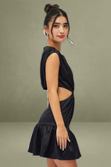 Black Ring Detail Keyhole Dress