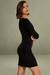 Black Slinky Jersey Twist Front Dress