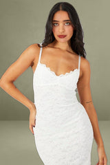 White Bodycon Dress Strappy Lace