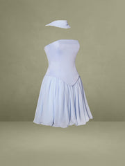 Valentina Baby Blue Boned Curve Edge Peplum Mini Dress