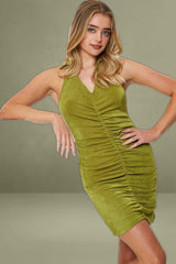 Green Mini Dress Halter Neck