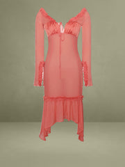 Rosy Mauve Satin Rayon Midi Dress