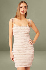 Pink Bodycon Dress Textured Mini