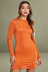 Orange Stretch Jersey Bodycon Dress