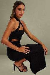 Black Bodycon Dress Sleeveless Textured