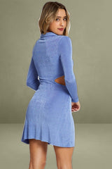 Purple Button Front Cut Out Dress