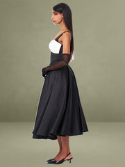 Edda Black Maxi Gown with White Bow