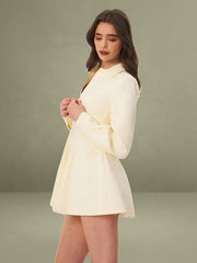 Obelia Off White Long Sleeve Polo Mini Dress